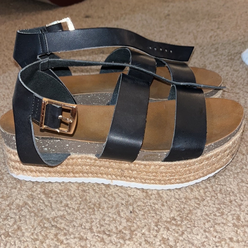 Patrizia Larissa Black Platform Espadrille Sandals